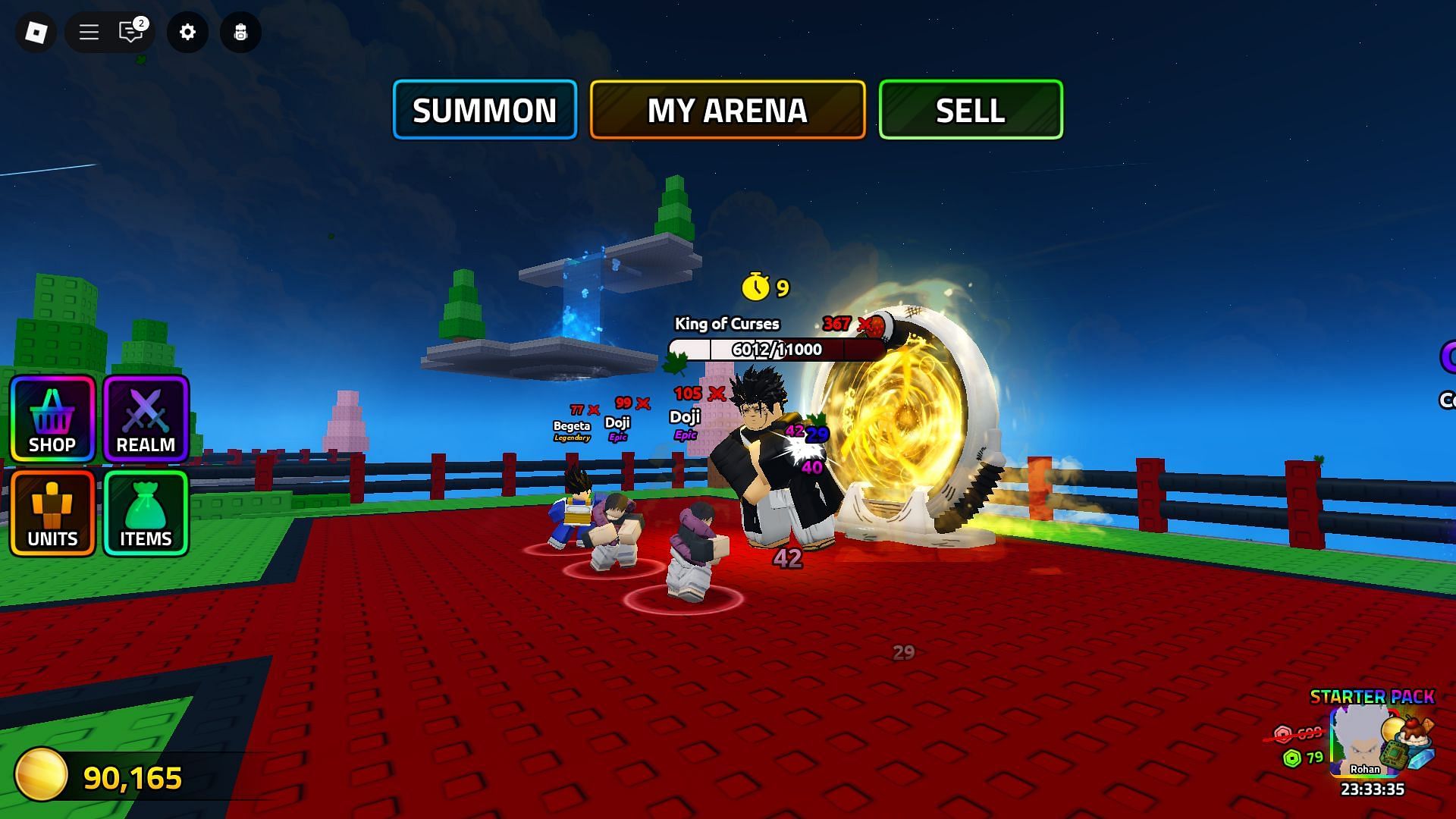 Battling a boss (Image via Roblox)